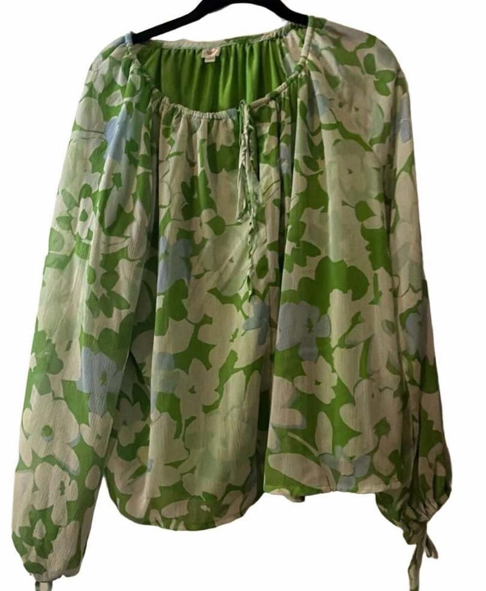 Autres Filles Green Floral Print Long Sleeve Top XL